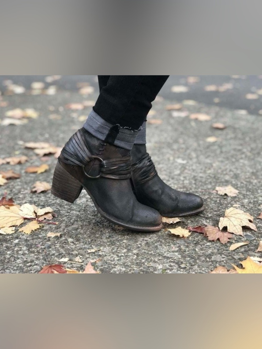 BED|STU Rea Leather O-Ring Ankle Booties Brown Distressed Size 7.5 EUC